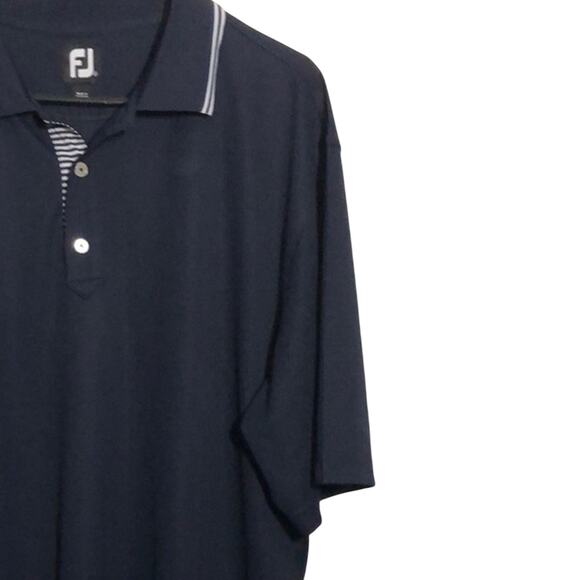 Footjoy Mens Polo Shirt Size Xl Golf Classic Comfort Nautical Navy Blue White - Picture 2 of 7